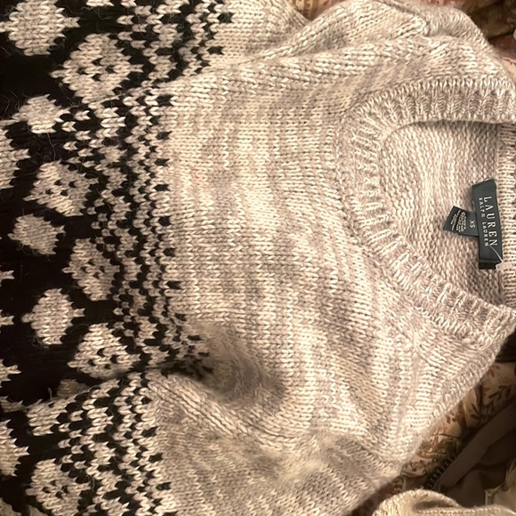 Ralph Lauren intarsia fishermen sweater chunky knit Italian yarn tribal - Picture 5 of 6